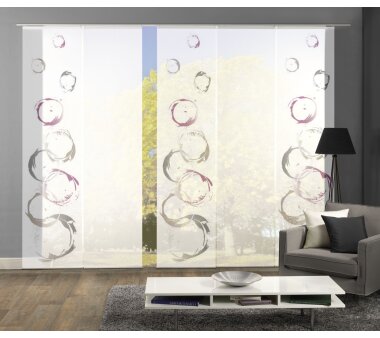 5er-Set Flächenvorhang, Halbtransparent, CORRAS, Höhe 245 cm, 3x Dessin /2x uni transparent