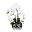 Kunstpflanze Phalenopsis (Orchidee), Farbe weiß, inkl. silberfarbener Ovalvase, Höhe 55 cm, Künstliche Orchidee in silberfarbener Ovalvase