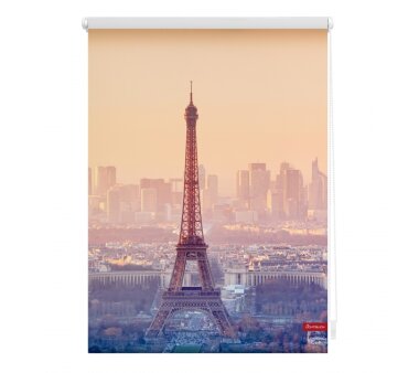 Lichtblick Rollo Klemmfix, ohne Bohren, blickdicht, Motiv Eiffelturm, Farbe orange