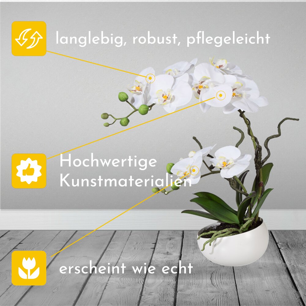 Kunstpflanze Orchidee weiß kaufen cm 42 & günstig Schale