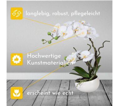 Kunstpflanze Orchidee Phalenopsis, wei&szlig;, mit...