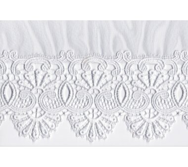 Fertig-Langstore Elvira mit Faltenband 1:3 Farbe weiß, Spitzenhöhe 14 cm HxB 245x450 cm