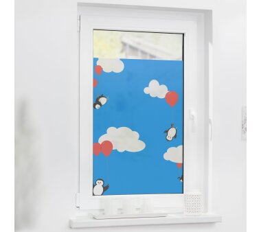 Lichtblick Fensterfolie selbstklebend, Sichtschutz, Pinguine blau/weiß
