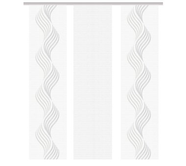 3er-Set Flächenvorhang in Bambus-Optik, SANDRA, Höhe 245 cm, 2x Dessin / 1x unifarben, halbtransparent, grau