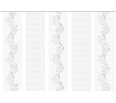 5er-Set Flächenvorhang in Bambus-Optik, SANDRA, Höhe 245 cm, 3x Dessin / 2x unifarben, halbtransparent, grau