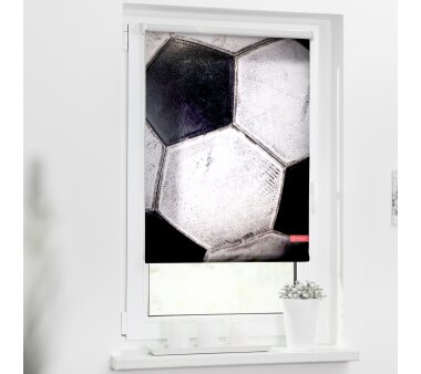 Lichtblick Rollo Klemmfix, Motiv Retro Fußball, Digitaldruck, blickdicht, Farbe schwarz-weiß