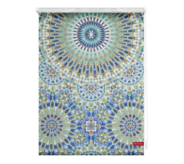 Lichtblick Rollo Klemmfix, Motiv Orientalisches Muster, Digitaldruck, blickdicht, Farbe blau-grün BxH 45x150 cm