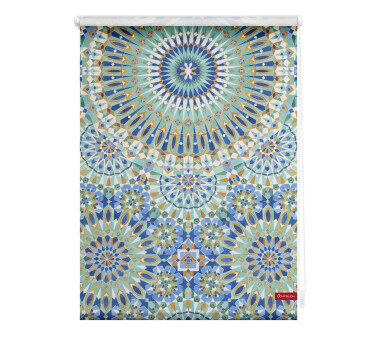 Lichtblick Rollo Klemmfix, Motiv Orientalisches Muster, Digitaldruck, blickdicht, Farbe blau-grün BxH 120x150 cm