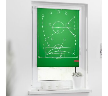 Lichtblick Rollo Klemmfix, Motiv Spieltaktik, Digitaldruck, blickdicht, Farbe grün-weiß