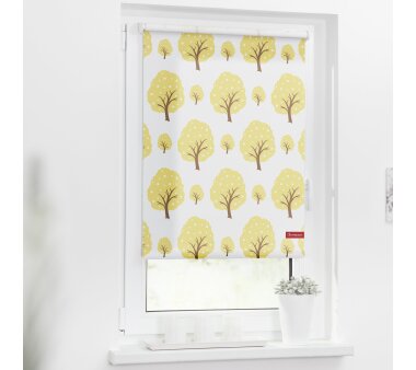 Lichtblick Rollo Klemmfix, Motiv Bäume, Digitaldruck, Verdunklung, Farbe gelb BxH 45x150 cm