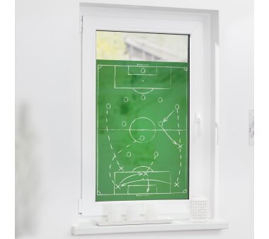 Lichtblick Fensterfolie selbstklebend, Sichtschutz, Motiv Spieltaktik, Digitaldruck, grün-weiß