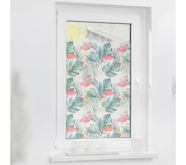 Lichtblick Fensterfolie selbstklebend, Sichtschutz, Motiv Flamingo, Digitaldruck, rosa-grün