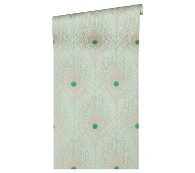 Architects Paper Vliestapete Absolutely chic, Floral Metallic blau-grün, 10,05 x 0,53 m