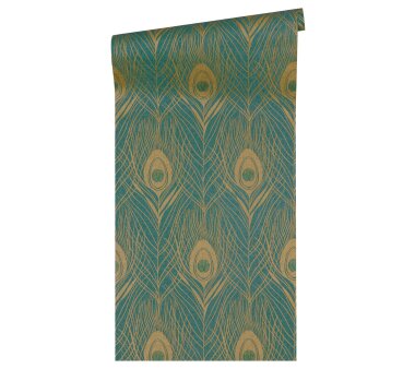 Architects Paper Vliestapete Absolutely chic, Floral Metallic grün-blau, 10,05 x 0,53 m