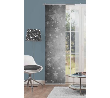 Schiebevorhang Deko blickdicht WEIHNACHTSSTERN, Farbe grau, Größe BxH 60x245 cm