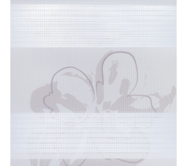 LIEDECO Klemmfix Duo-Rollo mini, Dessin BLUME, Farbe weiß 120x150 cm