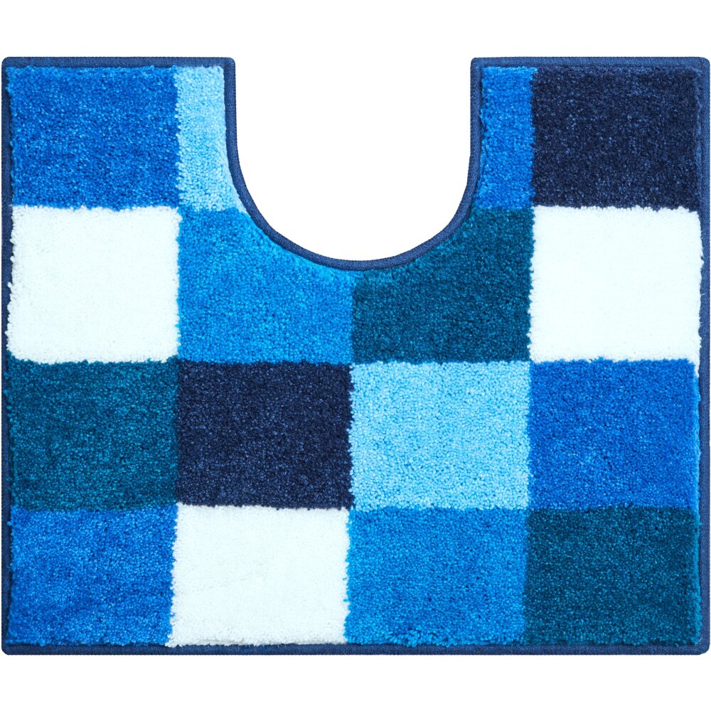 GRUND Badteppich-Serie BONA, Farbe blau 50x60 cm, WC-Vorlage mit Ausschnitt