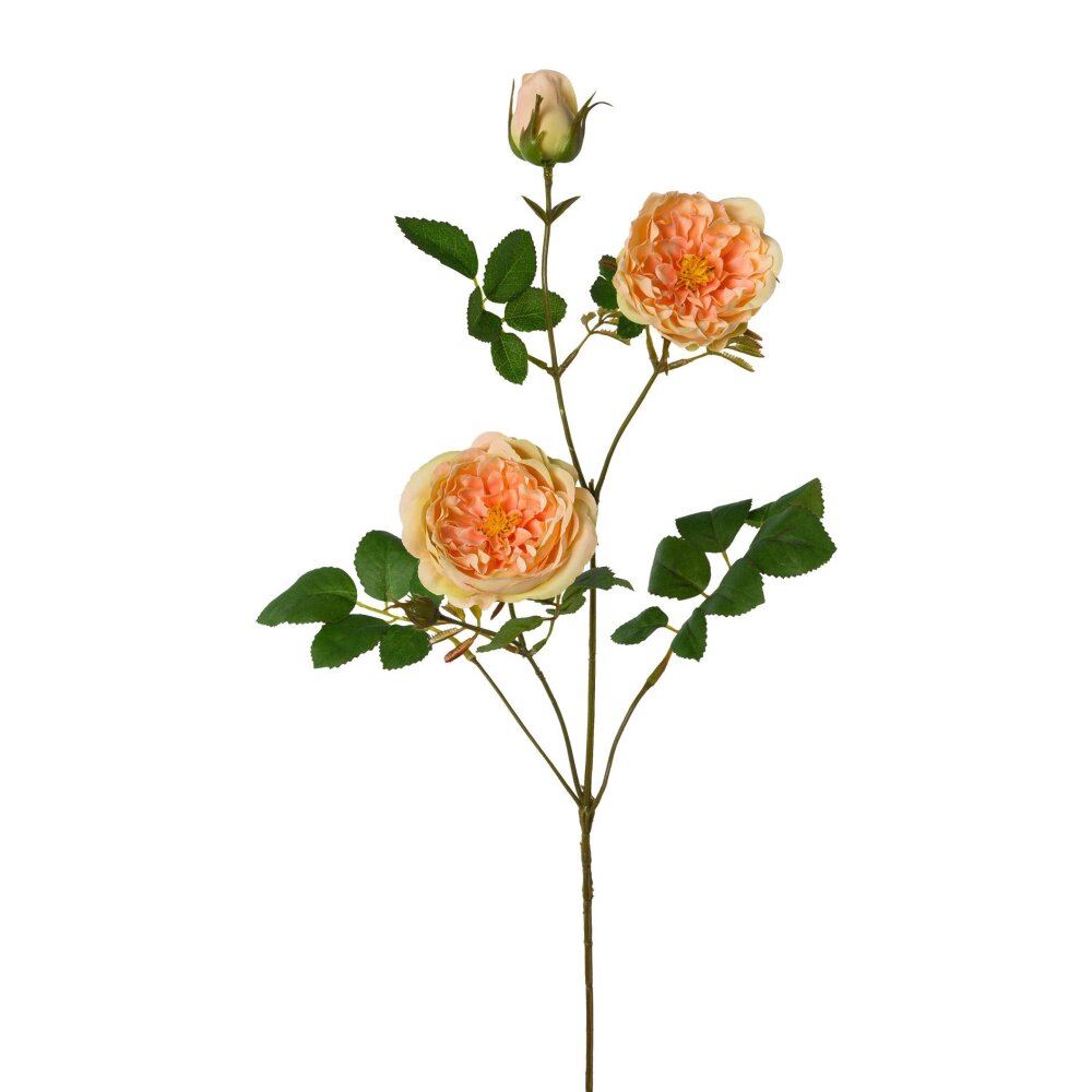 Kunstblume Rosenzweig apricot, 3er, 73cm | Wohnfuehlidee