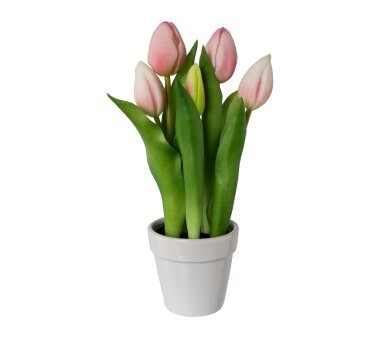 Kunstpflanze Tulpen mit 5 Blüten, Farbe rosa, im...