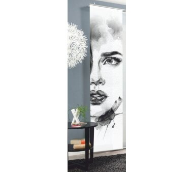 Schiebevorhang Deko blickdicht INDIRA, Farbe grau, Größe BxH 60x245 cm