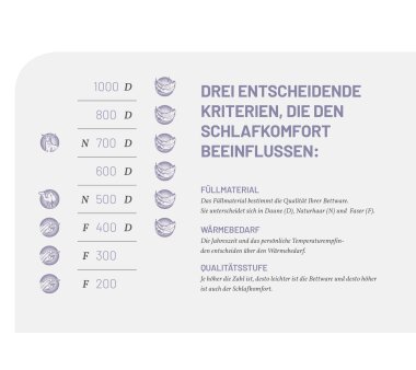 SCHLAFSTIL Daunen-Cassettendecke D400, Wärmegrad medium