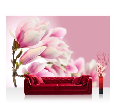 Vlies Fototapete no. 14 | Pink Magnolia Blumen Tapete...