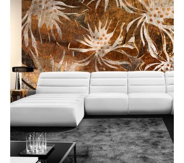 Vlies Fototapete no. 57 | Grunge Floral Ornaments Kunst Tapete abstrakt 3D Wand braun Blumen alt deko braun