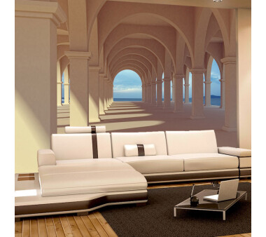 Vlies Fototapete no. 69 | Romantic Arcade Architektur Tapete Romantic 3D Perspektive Säulengang Arkade beige