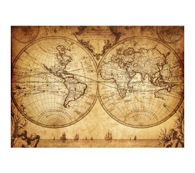 Vlies Fototapete no. 76 | Vintage World Map Geographie Tapete Weltkarte Atlas Vintage Atlas alte Karte alter Atlas braun
