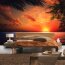 Vlies Fototapete no. 117 | Caribbean Sundown Meer Tapete Sonnenaufgang Strand Beach Sonnenuntergang Palmen orange