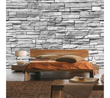 Vlies Fototapete no. 127 | Asian Stone Wall - grau - anreihbar Steinwand Tapete Steinoptik Stein Steine Wand Wall grau