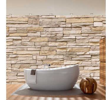 Vlies Fototapete no. 129 | Asian Stone Wall - beige - anreihbar Steinwand Tapete Steinoptik Stein Wand Wall beige