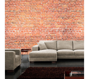 Vlies Fototapete no. 136 | Red Brick Stone Wall - anreihbar Steinwand Tapete Steinoptik Stein Wand Wall rot
