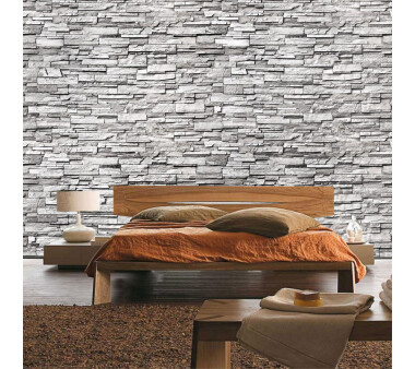 Vlies Fototapete no. 144 | Noble Stone Wall 2 - grau - anreihbar Steinwand Tapete Steinoptik Stein Wand Wall grau