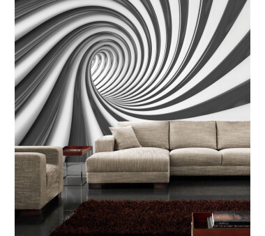Vlies Fototapete no. 611 | Kunst Tapete Abstrakt Tunnel Streifen Illusionen grau