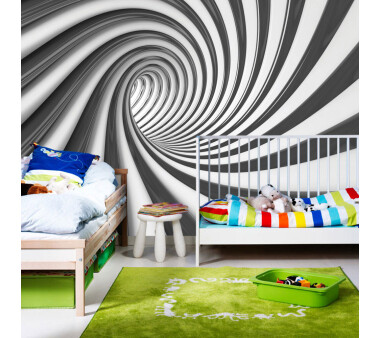 Vlies Fototapete no. 611 | Kunst Tapete Abstrakt Tunnel Streifen Illusionen grau