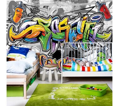 Vlies Fototapete no. 675 | Graffiti Tapete Kindertapete Graffiti Dosen Schriftzug bunt