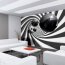 Vlies Fototapete no. 896 | 3D Tapete Abstrakt Tunnel Kugeln Murmel Spirale Streifen 3D grau