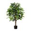 Kunstpflanze Ficus Benjamini grün, 1260 Blätter, Naturstamm, im Topf, Höhe ca. 120 cm