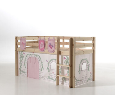 Vipack Spielbett PINO, 90 x 200 cm, mit Textilset Birdy, verschiedene Ausführungen, natur