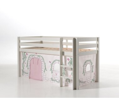 Vipack Spielbett PINO, 90 x 200 cm, mit Textilset Birdy, verschiedene Ausführungen, weiß