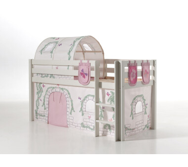 Vipack Spielbett PINO, 90 x 200 cm, mit Textilset Birdy, verschiedene Ausführungen, weiß