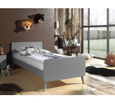 Vipack Einzelbett TONY, Liegefläche 90x200 cm, Farbe grau