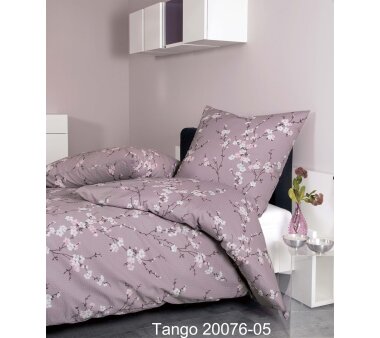 Janine Soft-Seersucker Bettwäsche TANGO 20076, Blüten-Design, rosenlila, verschiedene Größen