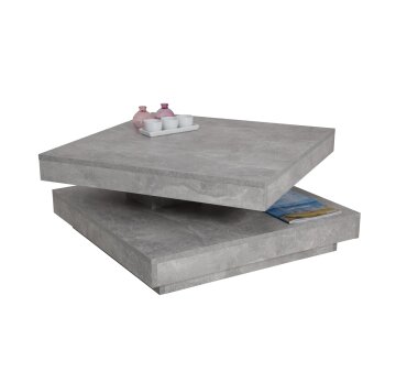 Couchtisch Ben, mit Ablagefläche, 360° drehbar, Farbe beton