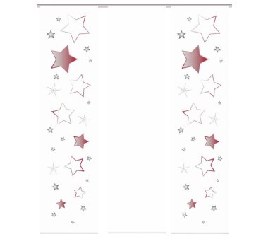 3er-Set Flächenvorhänge STARS blickdicht, Höhe 245 cm, rot