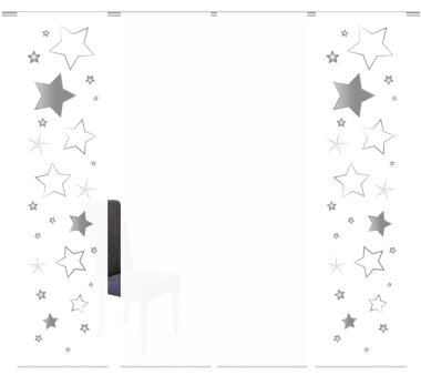 4er-Set Flächenvorhänge STARS blickdicht, Höhe 245 cm, grau