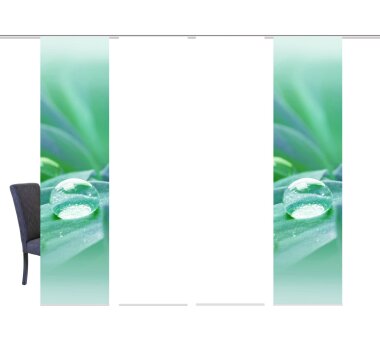 4er-Set Schiebevorhänge GOTAS blickdicht / transparent, Höhe 245 cm, grün