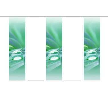 5er-Set Schiebevorhänge GOTAS blickdicht / transparent, Höhe 245 cm, grün