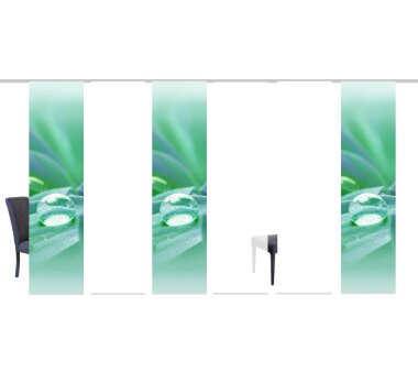 6er-Set Schiebevorhänge GOTAS blickdicht / transparent, Höhe 245 cm, grün